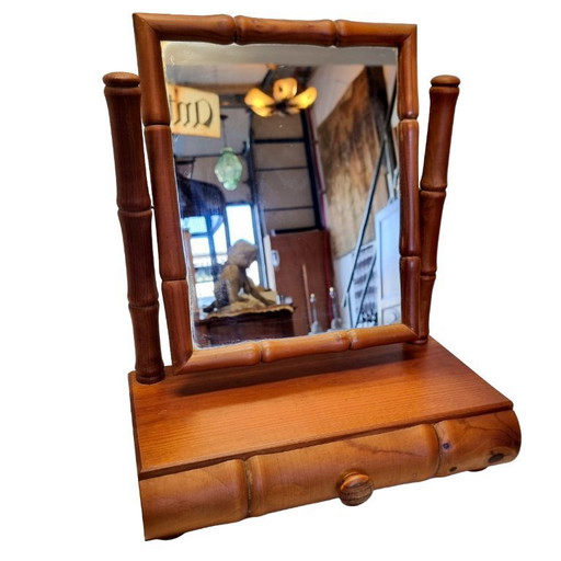 Vintage Franse houten tafelspiegel