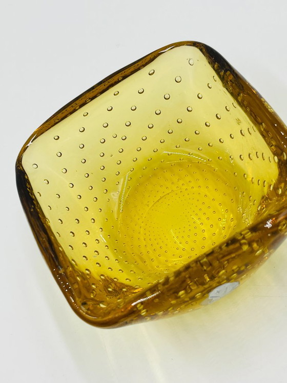 Quadratische "Bullicante" Irschenberg Ablageschale, Frischberg, Schalen, Murano-Glas, Gelb, Vintage (Foto 4 von 11)