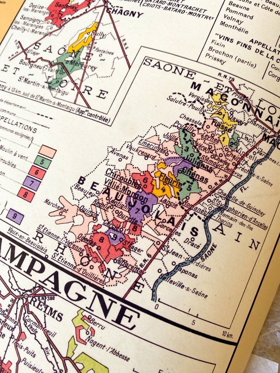 Image 1 of Vins de France 1949 - Vintage kaart van de wijngebieden - (84,1 x 118,9 cm)