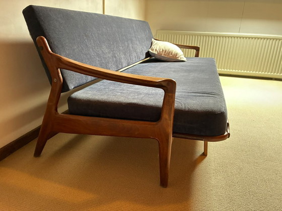 Zeldzame slaapbank van Louis van Teeffelen voor Wébé, ca. 1960 – Slaapbanken, Textile, Wood (photo 4 of 12)