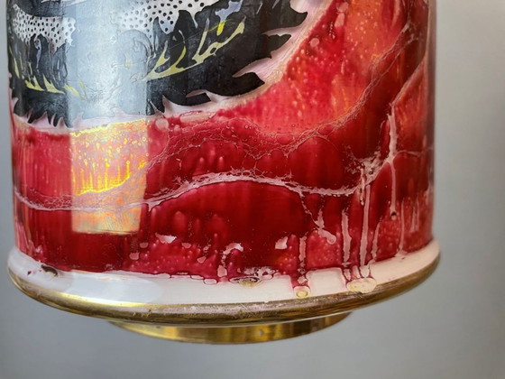 Image 1 of Hängelampe aus handbemaltem Glas