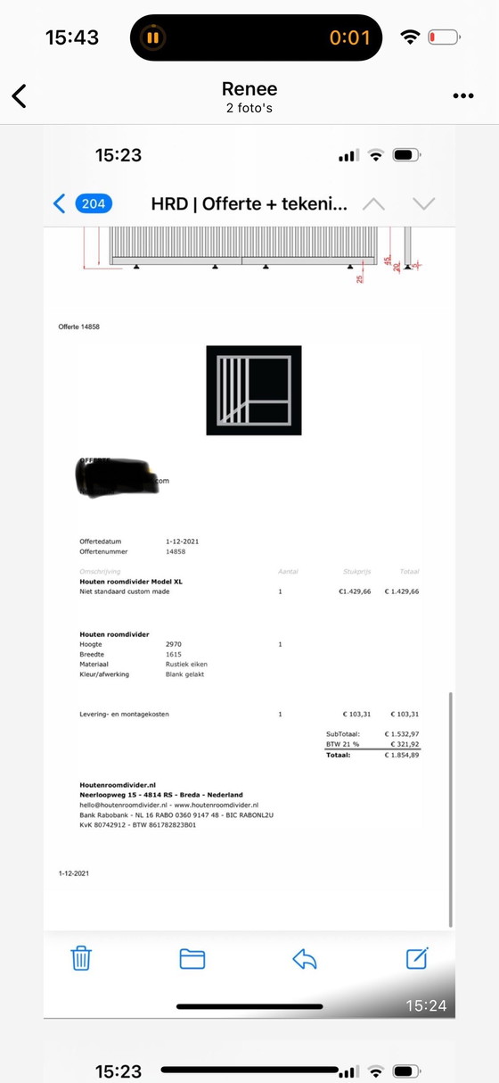 Image 1 of Divisorio in legno di quercia