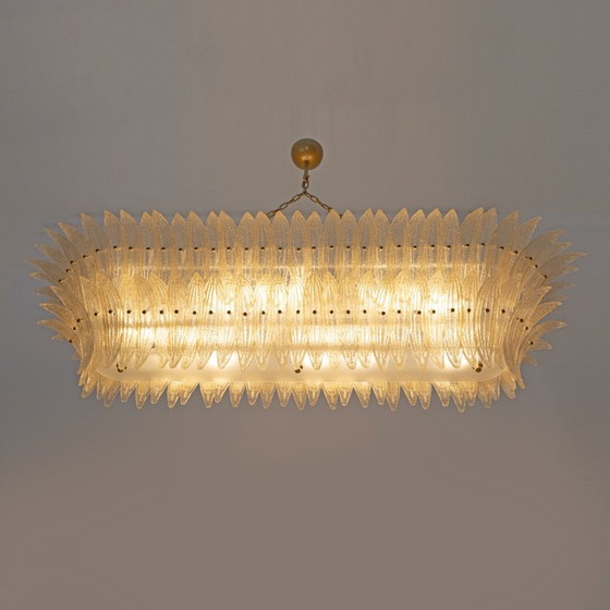 Mid-Century Modern Style Italian Murano Glass And Brass Palmette Chandelier (photo 3 of 10)