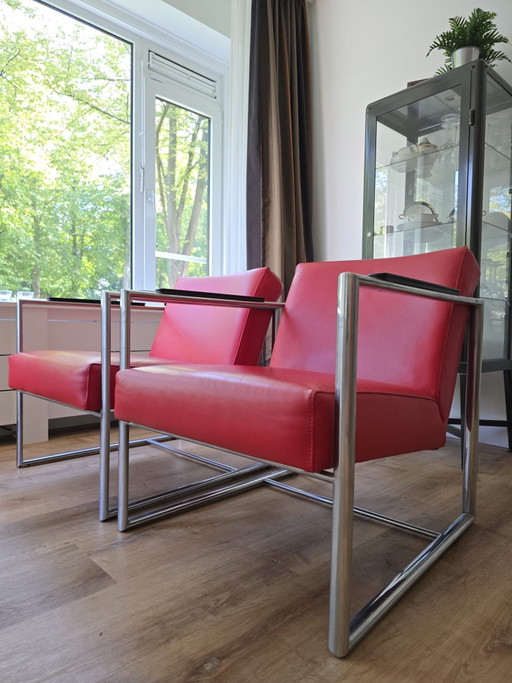 Deux Fauteuils design en cuir de de Bijenkorf