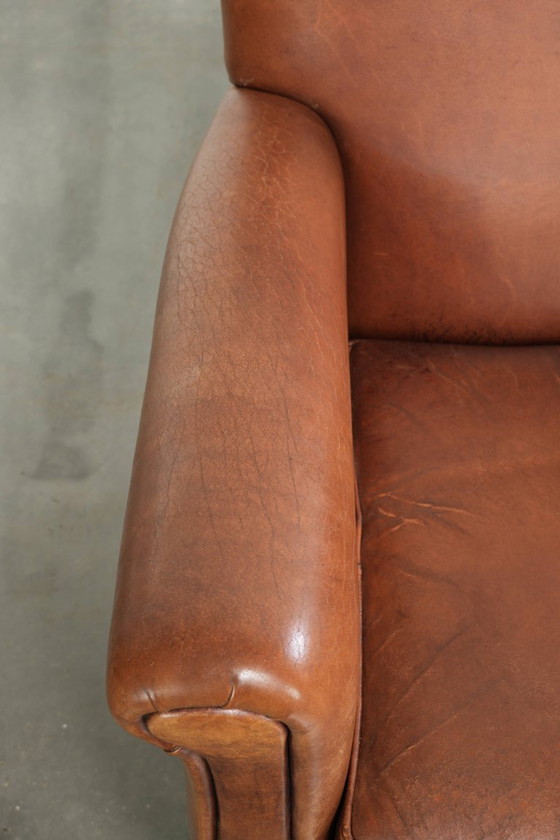 Stoere Vintage Schapenleren Armchair Met Een Mooie Cognac Kleur En Een Comfortabele Zit – Fauteuils, Leather (photo 7 of 13)