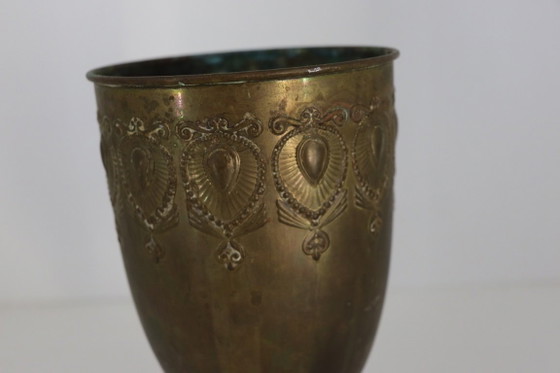 Antique Bronze/Brass Chalice Vase – 25 Cm High (1.1 Kg) – Fixed Price – Metal (photo 6 of 6)