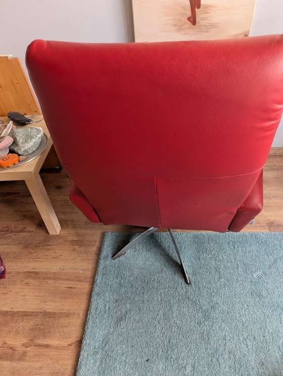 Fauteuil Hjort Knudsen, cuir rouge, Métal, Modern (photo 5 sur 5)