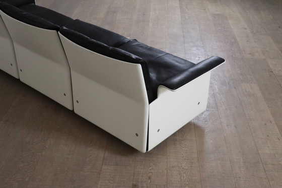 Image 1 of Dieter Rams Model 620 Three Seater Sofa in Black Leather for Vitsoe 1980s