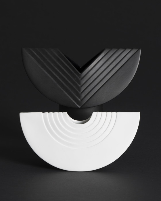 Image 1 of Rosenthal Studio Line Bisque Porzellan Vase Duo Ambrosio Pozzi TOTEM Minimalist