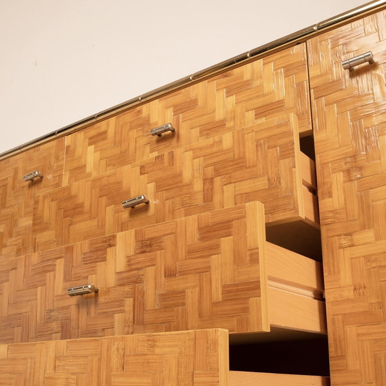 Image 1 of Credenza In Bamboo Pressato E Ottone 1975