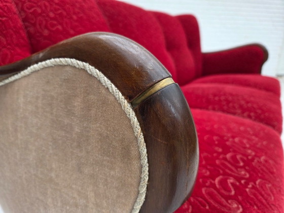 Image 1 of Divano danese a 3 posti degli anni '50, rivestimento originale in lana per mobili rosso/beige.