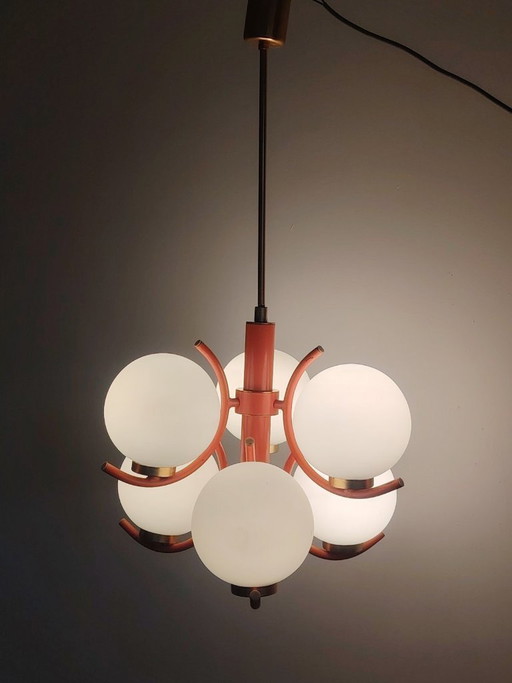 Lampe suspendue futuriste Spoutnik de l'ère spatiale, attribuée à Richard Essig