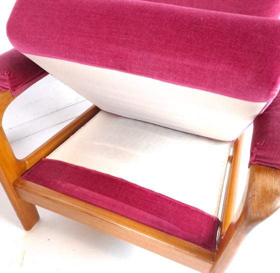 Image 1 of 2 poltrone vintage di design danese anni '70 in legno e velluto rosa