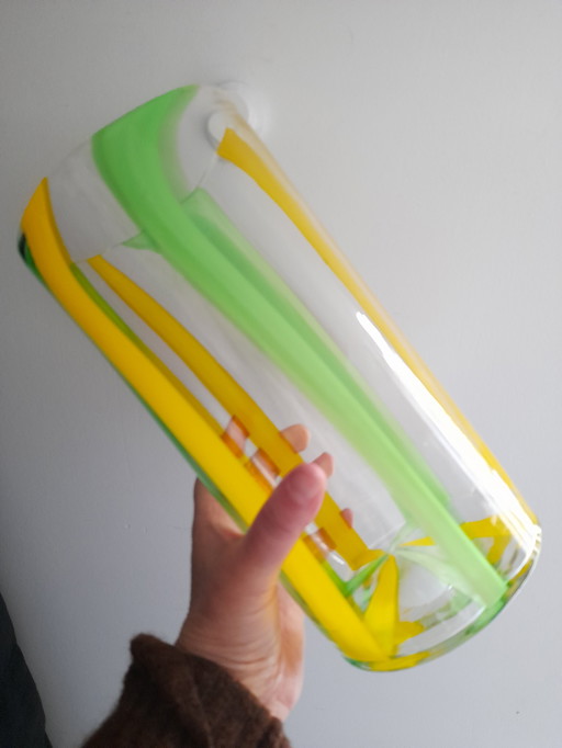 1980s lined blown glass vase