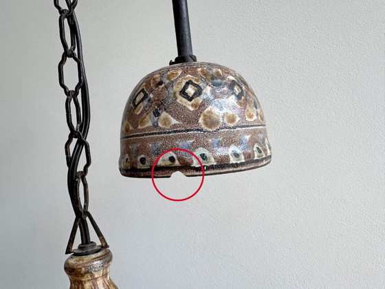 1x Rare Large Vintage Henk Jacobs Ceramic Pendant Lamp – Metal (photo 7 of 9)