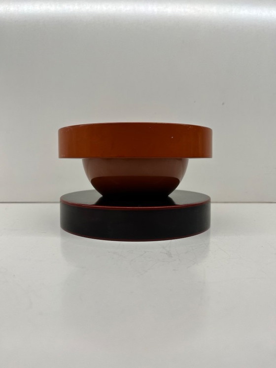 Image 1 of Ettore Sottsass – Compotier – Marutomi – Basilico – Rot und braun lackiertes Harz – italienisches Design