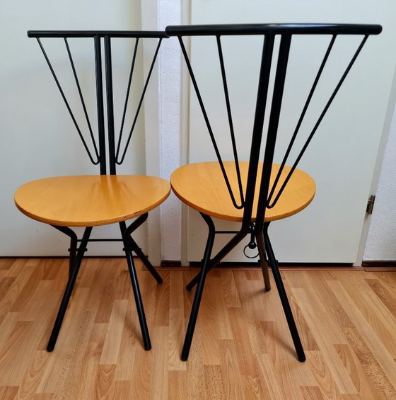 Image 1 of LaPalma Folding Chairs 2 Birch and Metal Unique