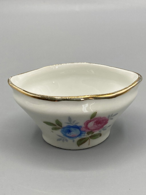 Saucière miniature en porcelaine florale des années 1950-1970