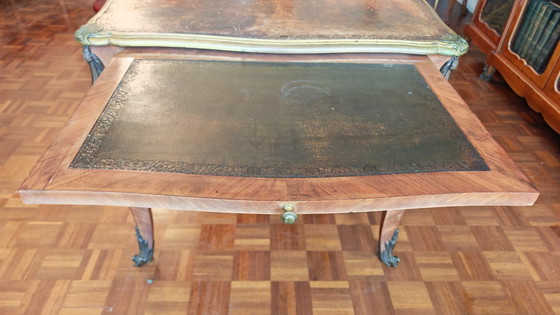 Image 1 of Groot Louis XV-bureau in chinoiserie en palissanderhout - zeldzaam stuk