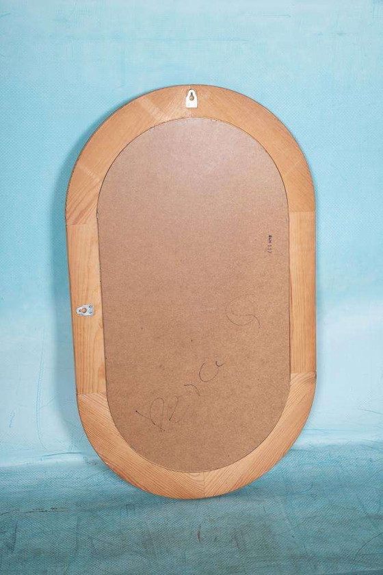 Image 1 of Vintage large pine mirror 70s l craftmenship spiegel hout