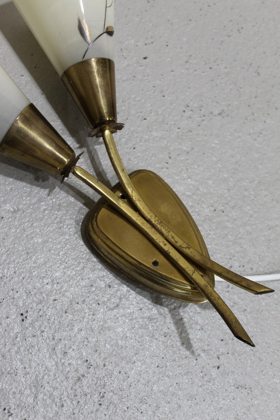 Image 1 of Vintage Wall Lamp - 1950s, Brass, Glass