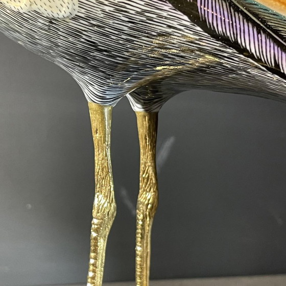 Crested Bird Polychrome Porcelain & Ormolu Sculpture, 1970s – Bronze, Wood, Hollywood Regency (photo 5 of 19)