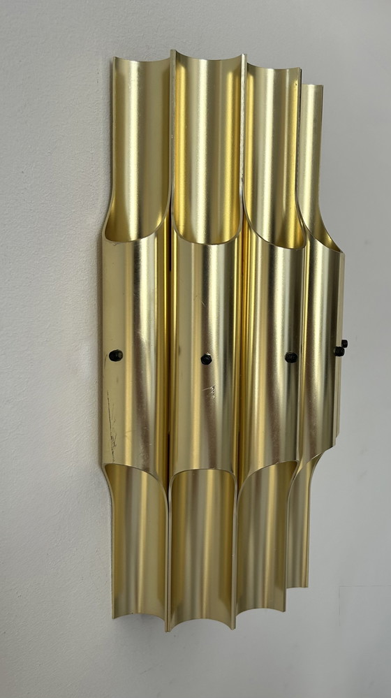 Image 1 of Lampada da parete vintage curva Karlby &quot;Pan&quot;, ottone, Lyfa Danimarca 1960