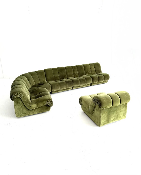 Divano modulare vintage con elementi in velluto, Italia anni '80 – Divani modulari, Wood, Textile (photo 9 of 15)