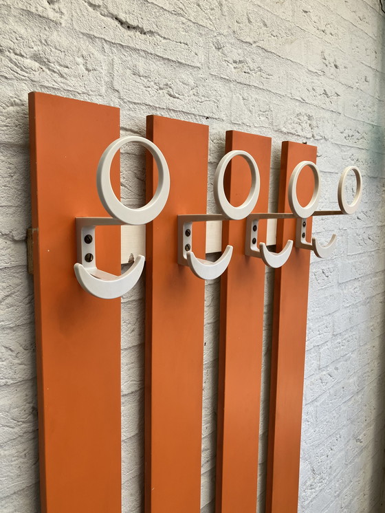 Image 1 of Vintage 1970s Orange Wardrobe Wall Coat Rack