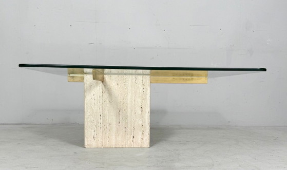 Image 1 of Artedi Travertin Couchtisch/Beistelltisch, Italien, 1970er Jahre