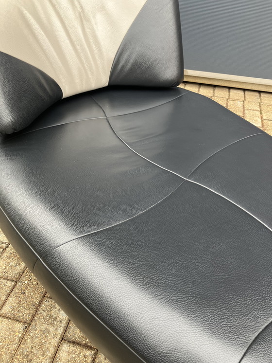 Image 1 of Leolux Kikko Chaise longue relax Senso pelle nera ZGAN!!!