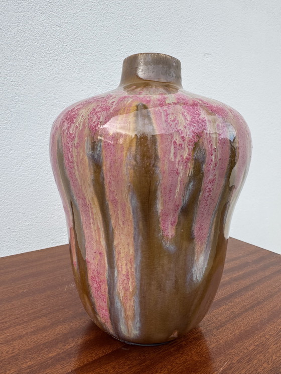 Image 1 of Vaso in gres smaltato rosa Art Déco