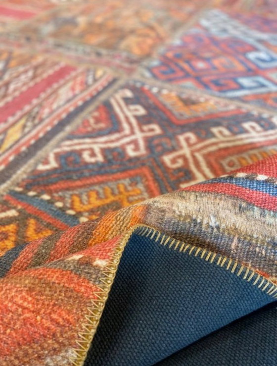 Patchwork-Teppich mit anatolischen Motiven – Wolle auf Baumwolle – 290 × 200 cm – Teppiche & Läufer, Wool (photo 4 of 8)
