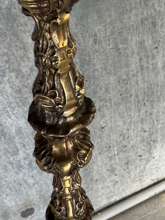 Vintage Boroque Style Brass Floor Lamp – Floor lights, Metal, Textile (photo 3 of 6)