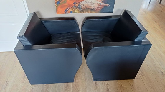 Image 1 of 2 poltrone elementari in pelle di Jean Nouvel Ligne Roset 1991