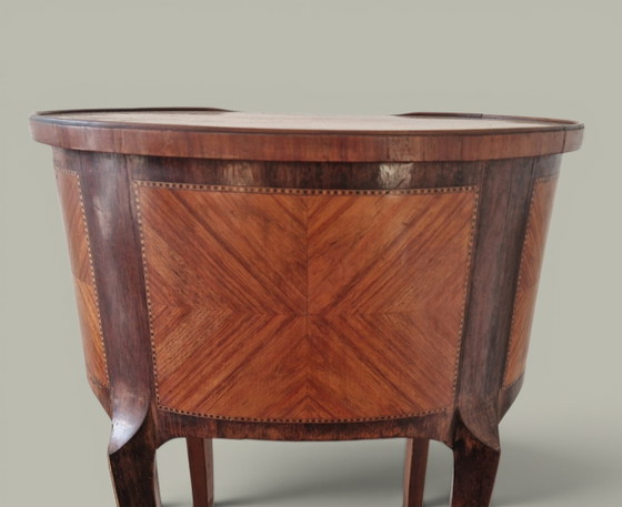 Image 1 of Table d’appoint style Louis XV - Marqueterie bois de rose - Epoque XIXème 