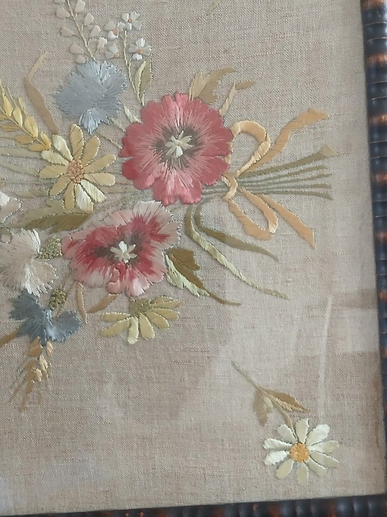 Image 1 of Mcm needlepoint wall art, bouquet of wildflowers