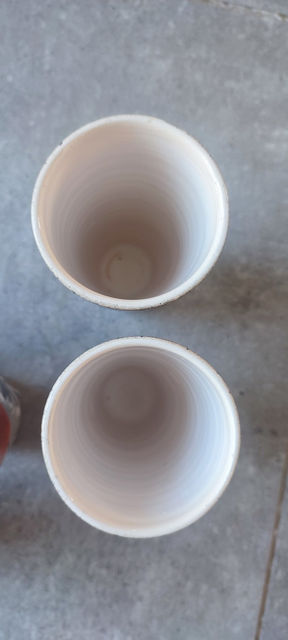 Image 1 of Tazas de cerámica esmaltada con diseño abstracto de los años 60