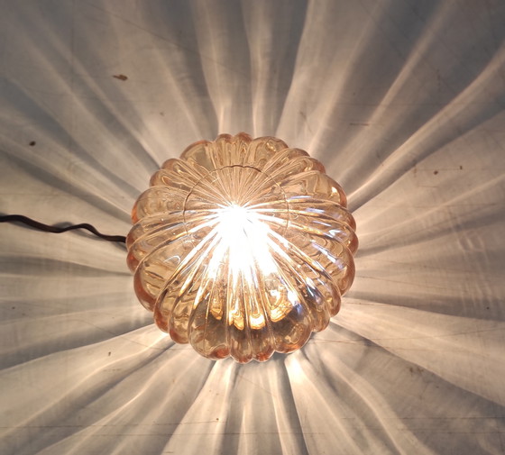 Image 1 of Amber glass globe table lamp - mid-20th century