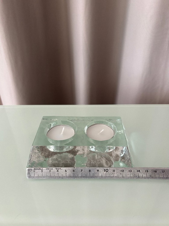 Portacandele doppio in vetro spesso vintage – Vetro trasparente scultoreo – Regali, Glass (photo 5 of 9)