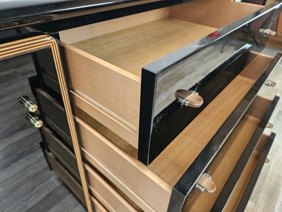 1970er Pierre Cardin Buffetschrank aus schwarz lackiertem Holz – Buffetschränke, Wood, Klassiek (photo 23 of 32)