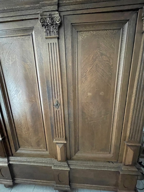 Image 1 of Antique solid oak cabinet - centerpiece!