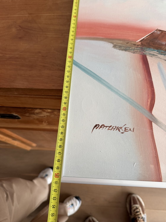 Peinture à l'Huile Abstraite Originale de Patricia Larsen (60x50 Cm) – Objets d'art, Canvas, Aluminium (photo 6 of 6)