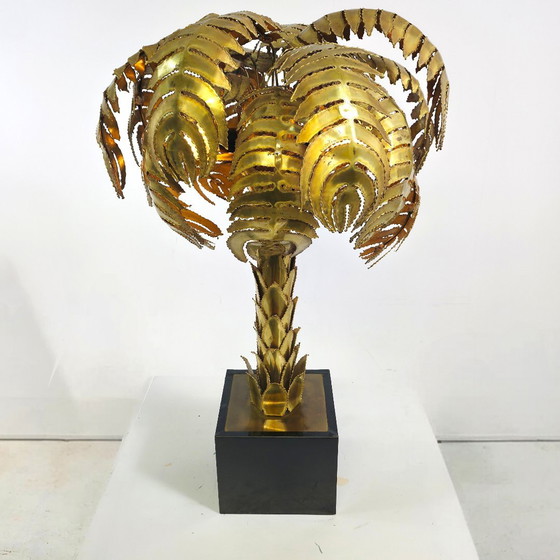 Image 1 of Maison Jansen palm tree lamp 70s mid century brass