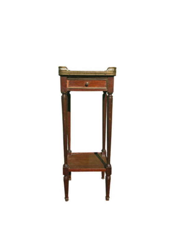 Louis XVI bijzettafel van mahoniehout, marmer en messing – circa 1900 – Marble, Wood (photo 4 of 5)