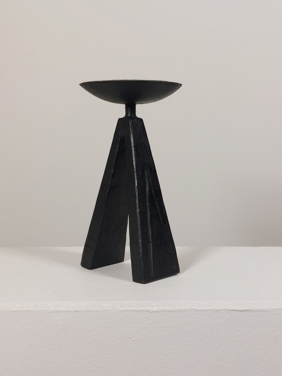 Image 1 of Vintage brutalistische heilige kandelaar, zwart
