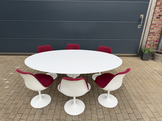 Image 1 of Original Knoll Tulip ovalado de 198x121cm en laminado blanco Eero Saarinen ¡NUEVO en su caja!