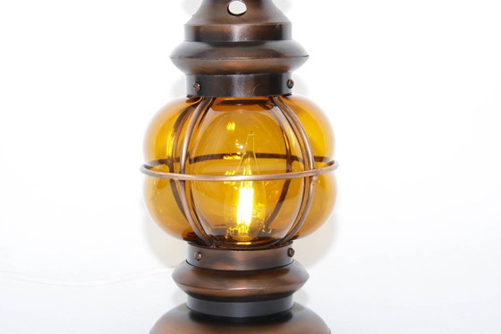 Image 1 of Table lamp metal frame glass 36cm 80s vintage