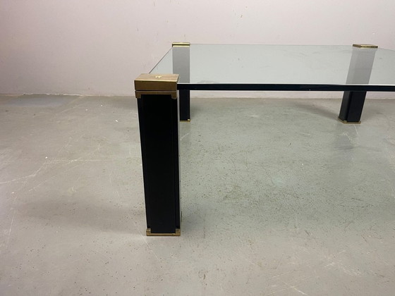 Hollywood Regency Mid-century Design Peter Ghyczy Glass & Brass Coffee Table. The Netherlands, 1970s. Ref.: (photo 3 of 12)