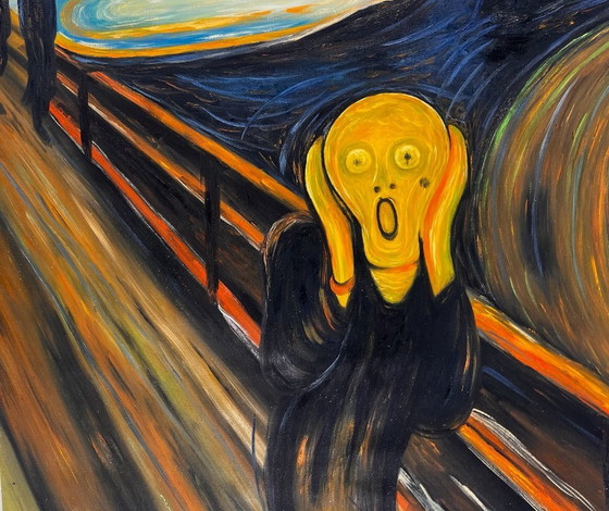 Image 1 of Edvard Munch – The Scream - Hand-painted interpretation | Oil on canvas (rolled up)